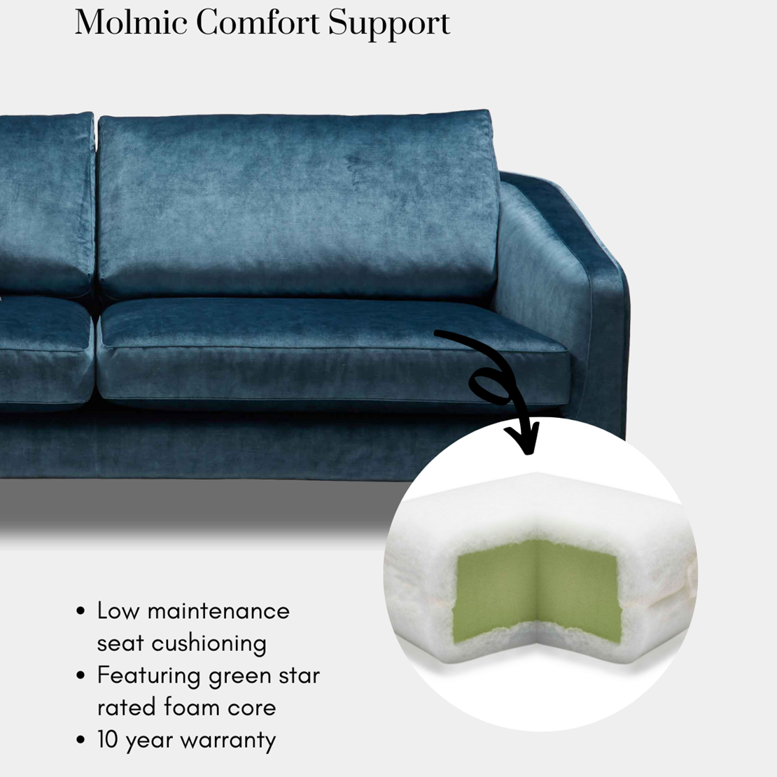 Montana Sofa by Molmic available from Make Your House A Home, Furniture Store located in Bendigo, Victoria. Australian Made in Melbourne.