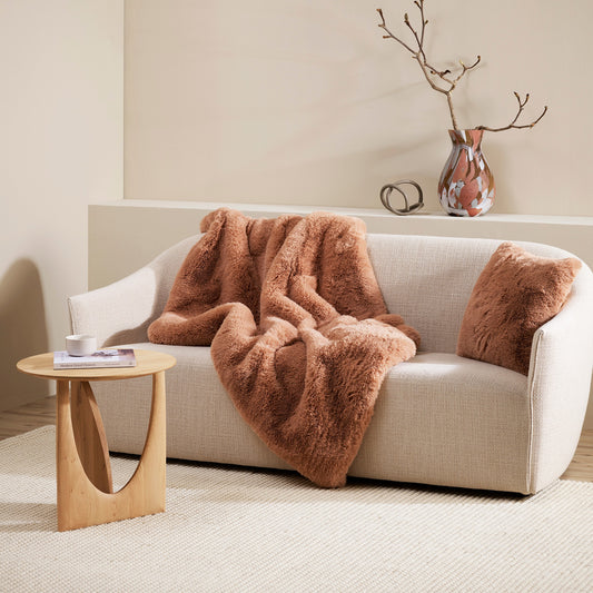 Baya Pele Faux Fur Toasted Coconut Throw Rug Blanket is available from Make Your House A Home Premium Stockist. Furniture Store Bendigo, Victoria. Australia Wide Delivery. Furtex.