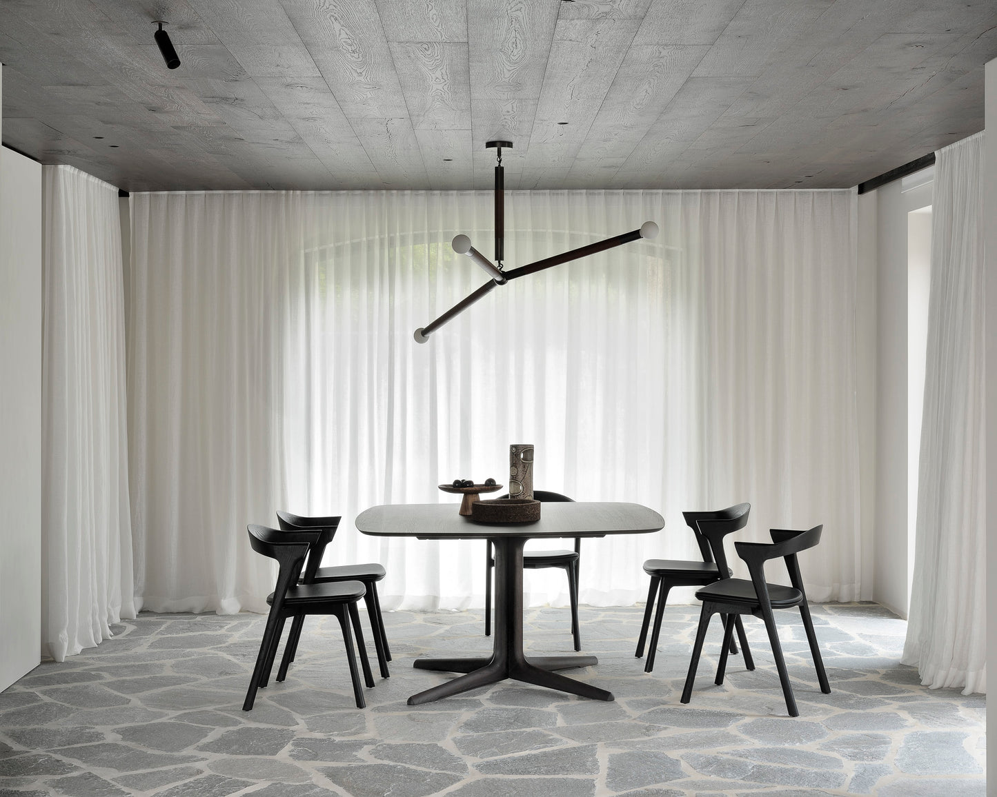 Ethnicraft Oak Bok Black Leather Dining Chair is available from Make Your House A Home, Bendigo, Victoria, Australia