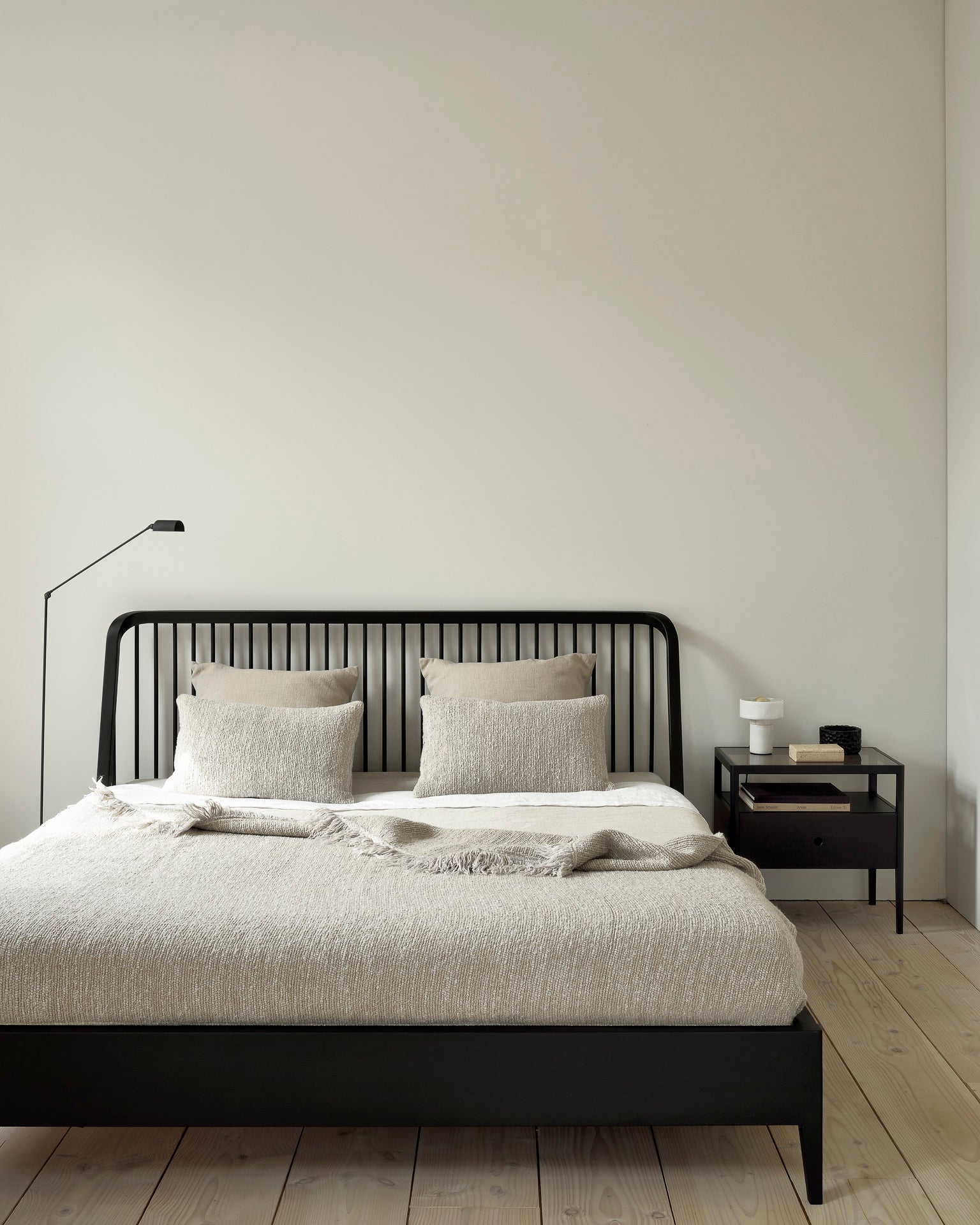 Ethnicraft Oak Black Spindle Bed is available from Make Your House A Home, Bendigo, Victoria, Australia