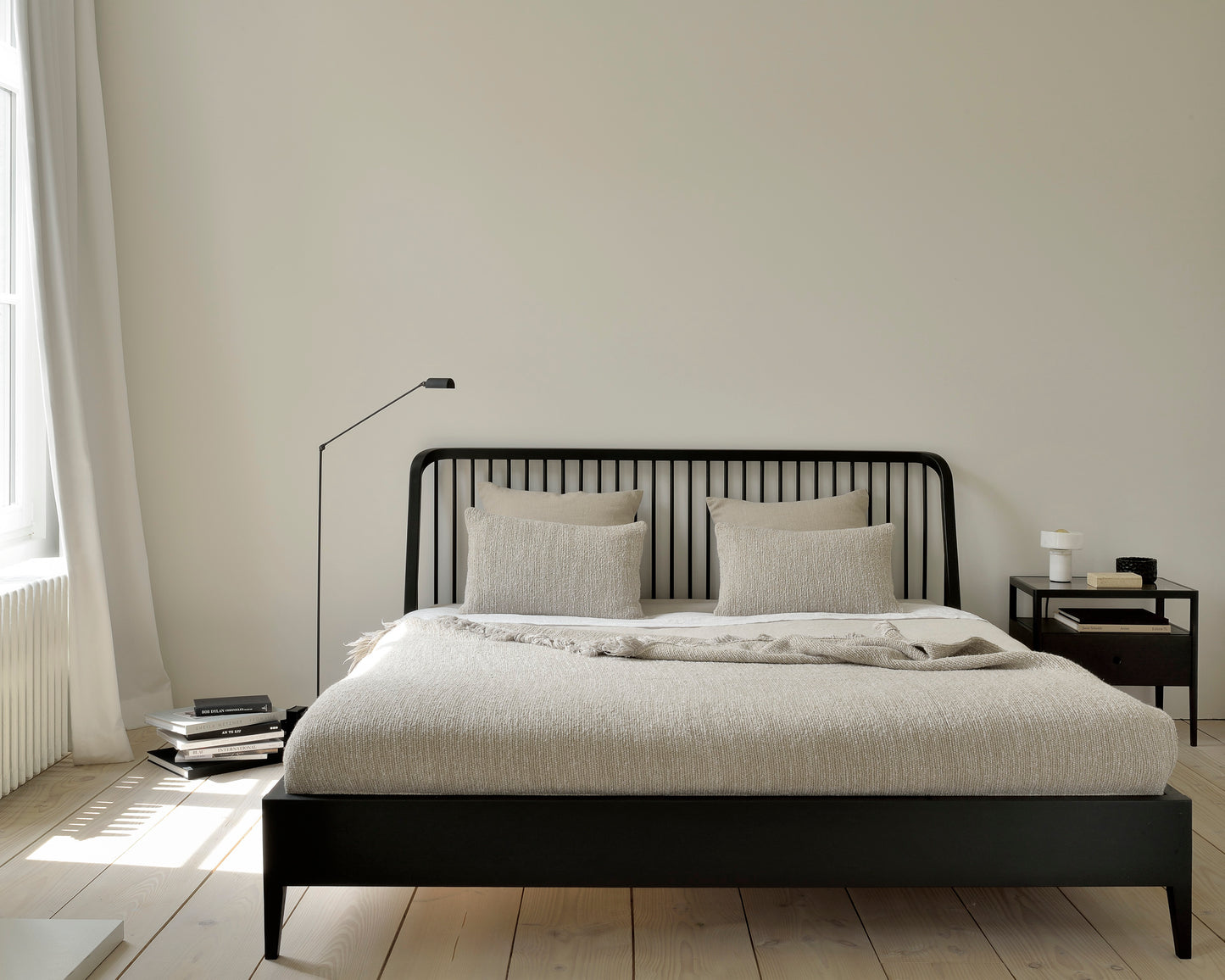 Ethnicraft Oak Black Spindle Bed is available from Make Your House A Home, Bendigo, Victoria, Australia