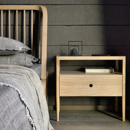 Ethnicraft Oak Spindle Bedside Table is available from Make Your House A Home, Bendigo, Victoria, Australia