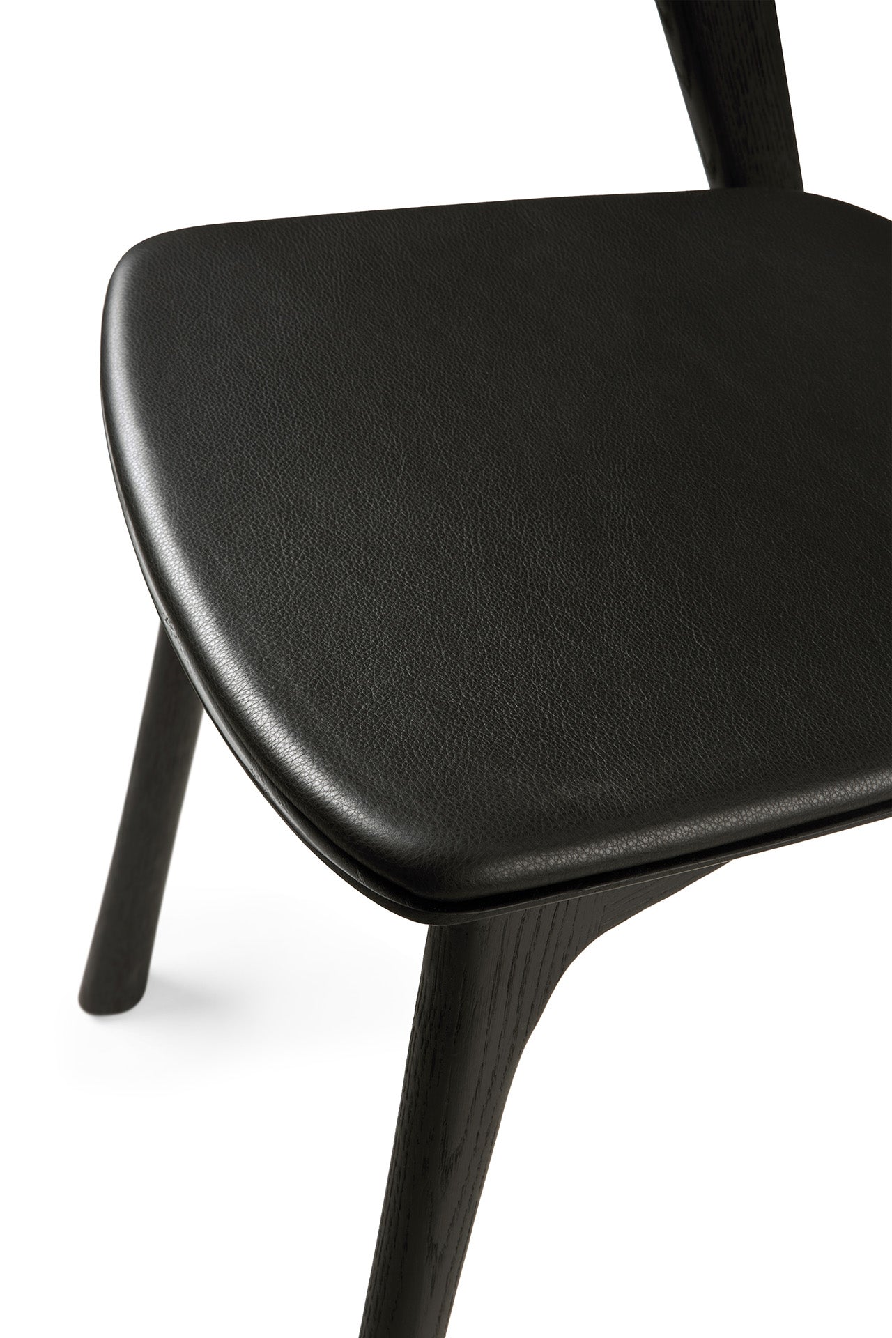 Ethnicraft Oak Bok Black Leather Dining Chair is available from Make Your House A Home, Bendigo, Victoria, Australia