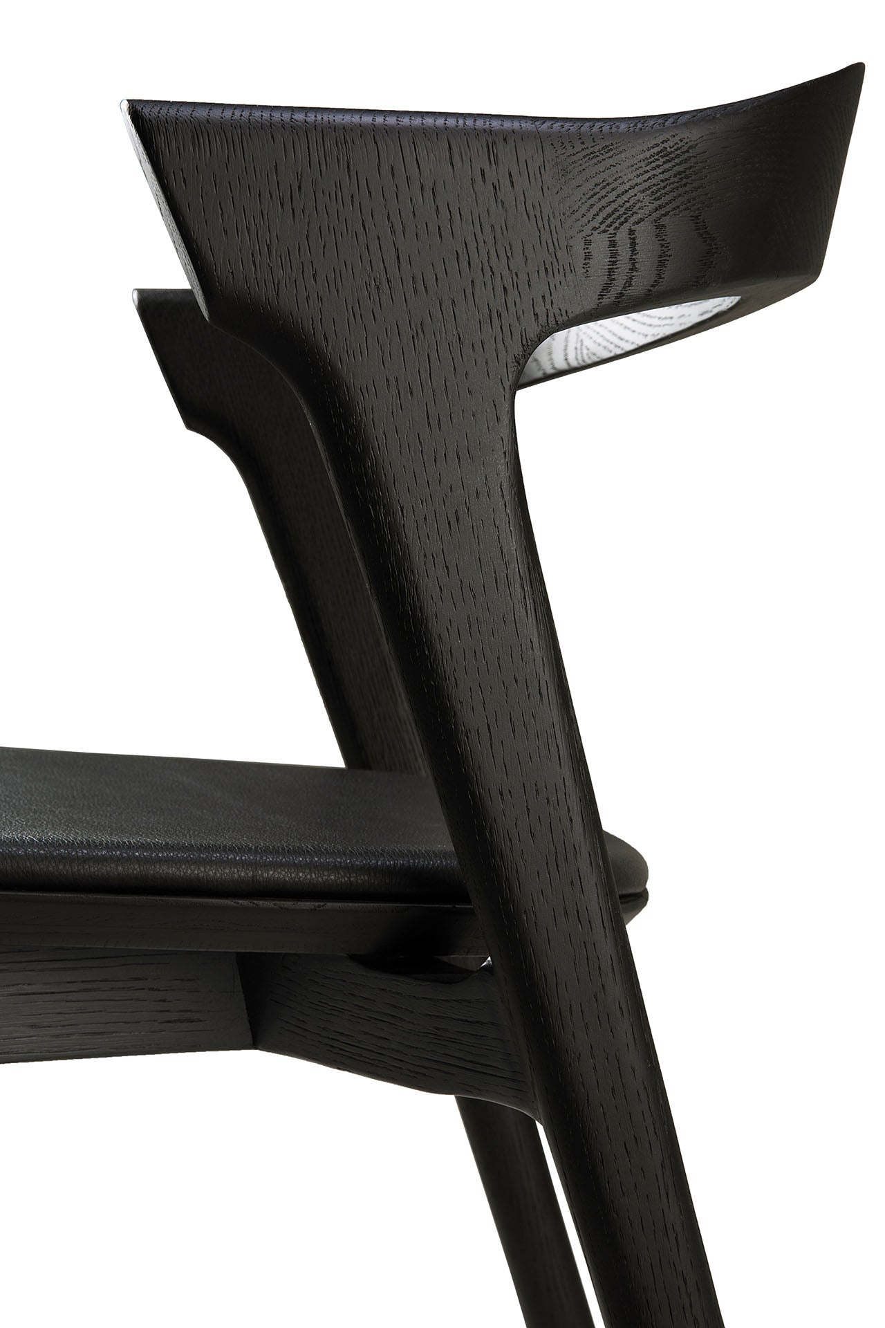 Ethnicraft Oak Bok Black Leather Dining Chair is available from Make Your House A Home, Bendigo, Victoria, Australia