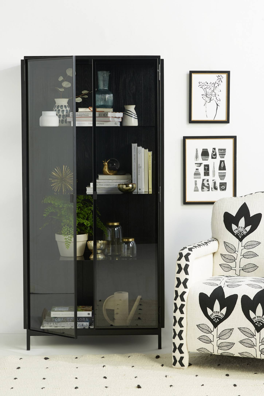 Shelf cabinet online with glass doors