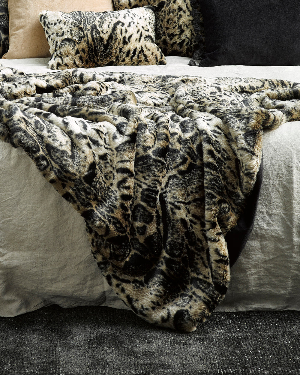 Heirloom African Leopard Throw Rug Blanket in Faux Fur is available from Make Your House A Home Premium Stockist. Furniture Store Bendigo, Victoria. Australia Wide Delivery.