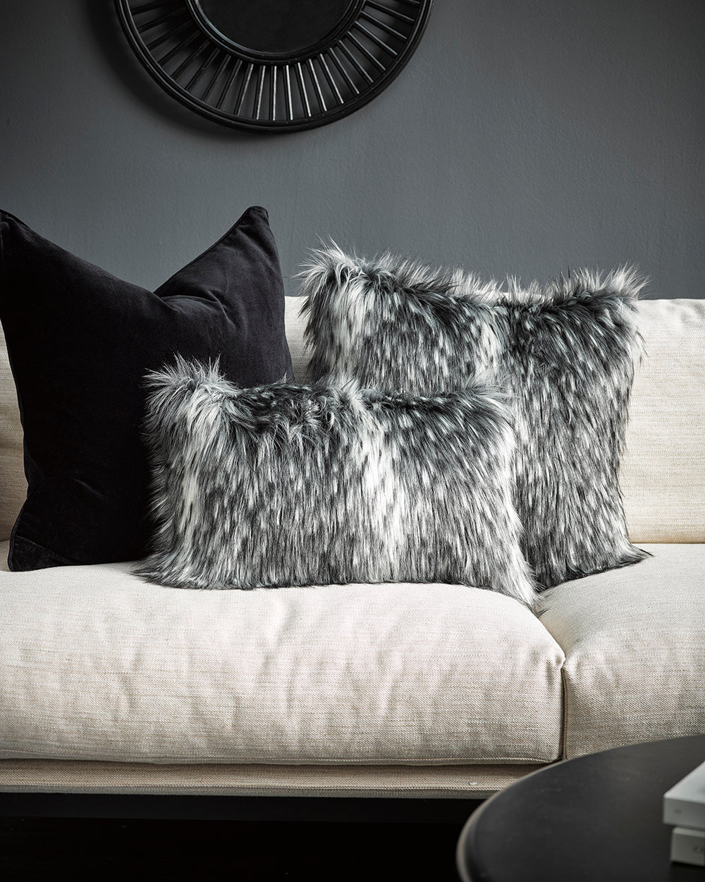 Heirloom Alaskan Wolf Cushions in Faux Fur are available from Make Your House A Home Premium Stockist. Furniture Store Bendigo, Victoria. Australia Wide Delivery. Furtex Baya.