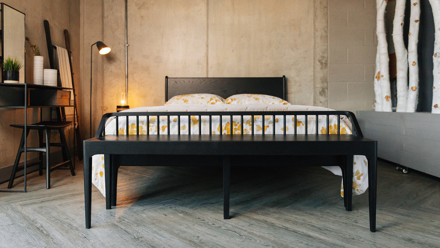 Ethnicraft Spindle Bench Seat in Black Oak is available from Make Your House A Home, Bendigo, Victoria, Australia