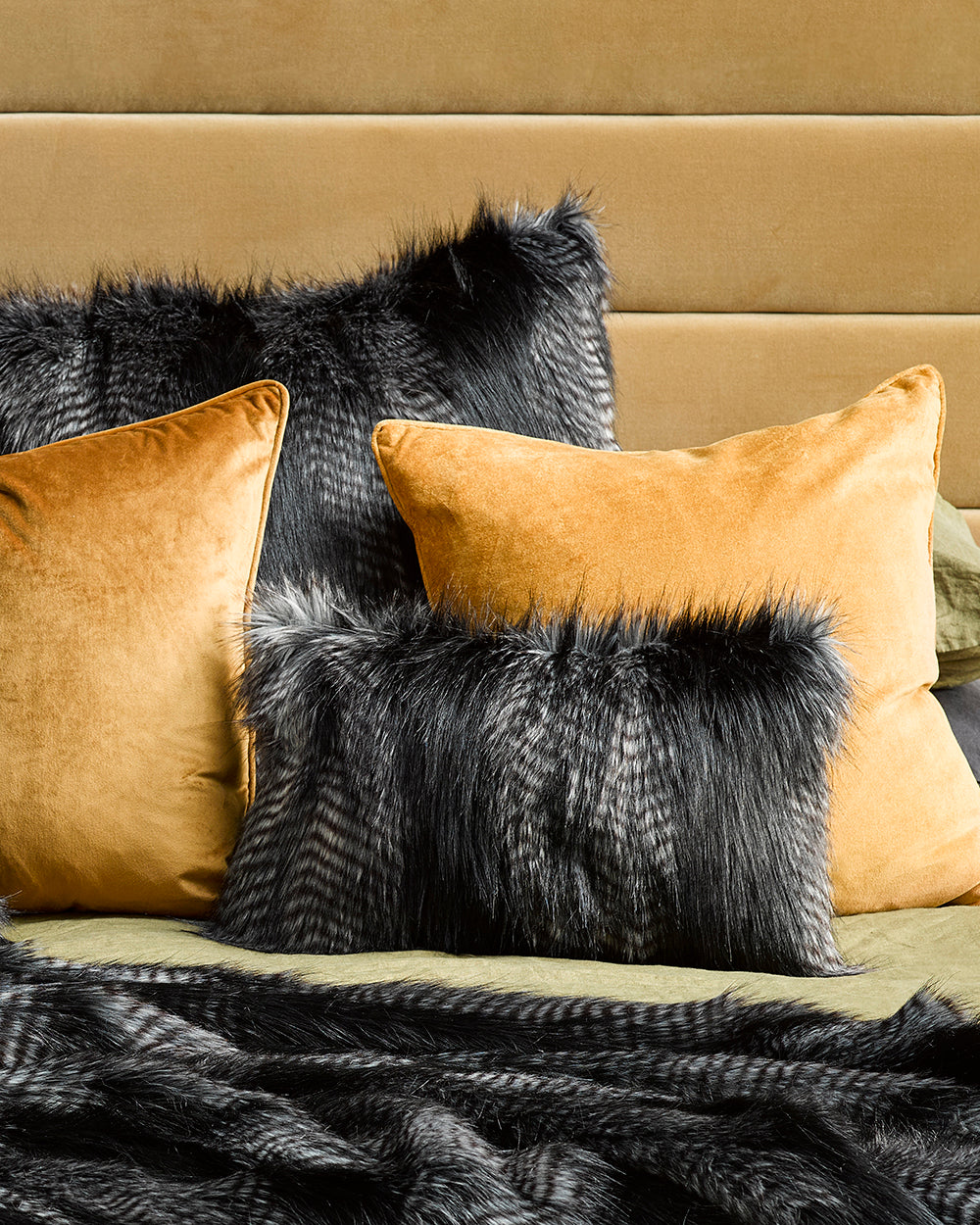 Heirloom Black Coyote Cushions in Faux Fur are available from Make Your House A Home Premium Stockist. Furniture Store Bendigo, Victoria. Australia Wide Delivery. Furtex Baya.