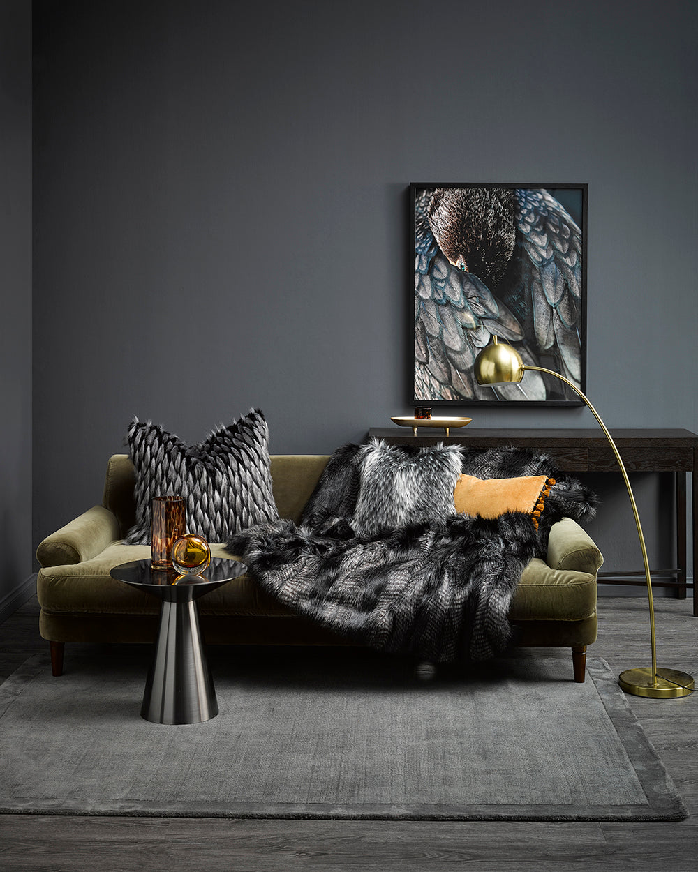 Heirloom Black Coyote Throw Rug Blanket in Faux Fur is available from Make Your House A Home Premium Stockist. Furniture Store Bendigo, Victoria. Australia Wide Delivery.