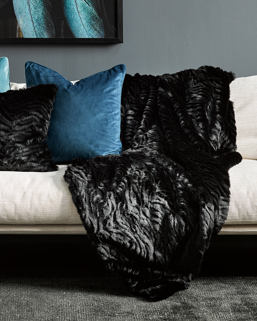 Heirloom Black Tiger Throw Rug Blanket in Faux Fur is available from Make Your House A Home Premium Stockist. Furniture Store Bendigo, Victoria. Australia Wide Delivery.