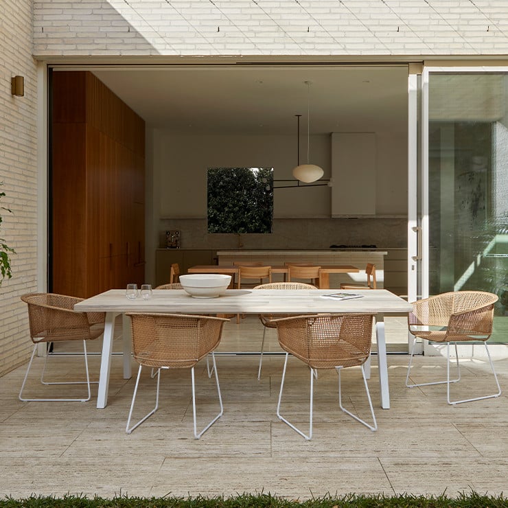 Corsica Sleigh Dining Armchair by GlobeWest from Make Your House A Home Premium Stockist. Outdoor Furniture Store Bendigo. 20% off Globe West. Australia Wide Delivery.