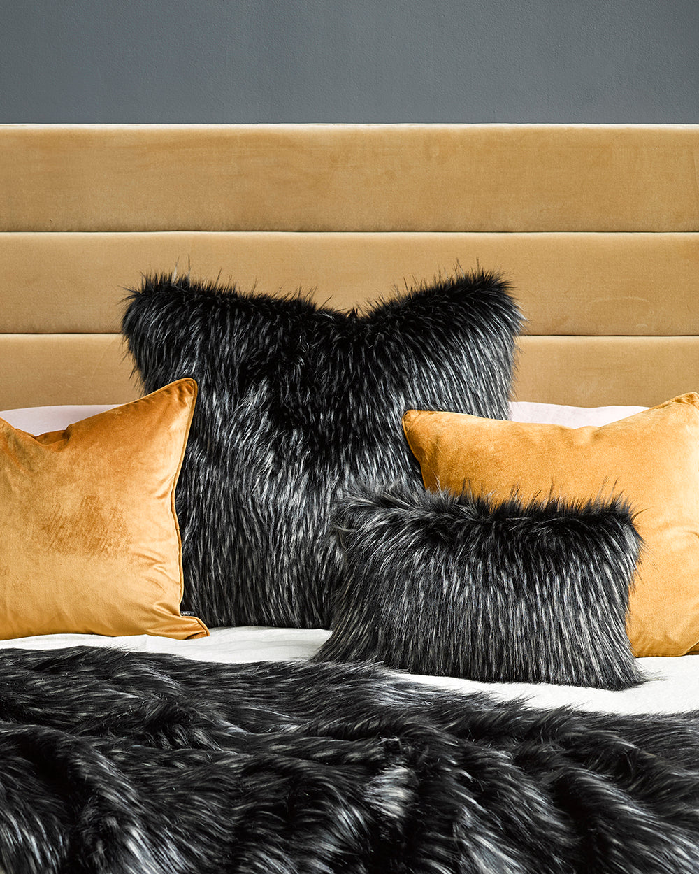 Heirloom Ebony Plume Cushions in Faux Fur are available from Make Your House A Home Premium Stockist. Furniture Store Bendigo, Victoria. Australia Wide Delivery. Furtex Baya.