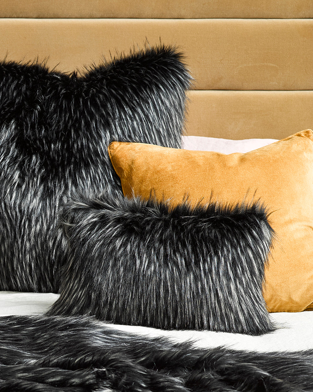 Heirloom Ebony Plume Cushions in Faux Fur are available from Make Your House A Home Premium Stockist. Furniture Store Bendigo, Victoria. Australia Wide Delivery. Furtex Baya.