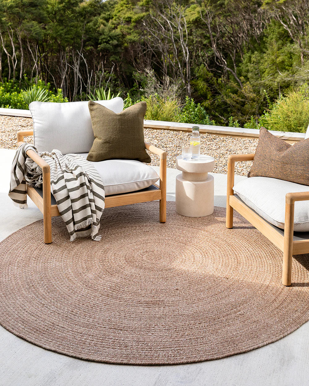 Mornington Teak Outdoor PET Rug from Baya Furtex Stockist Make Your House A Home, Furniture Store Bendigo. Free Australia Wide Delivery.