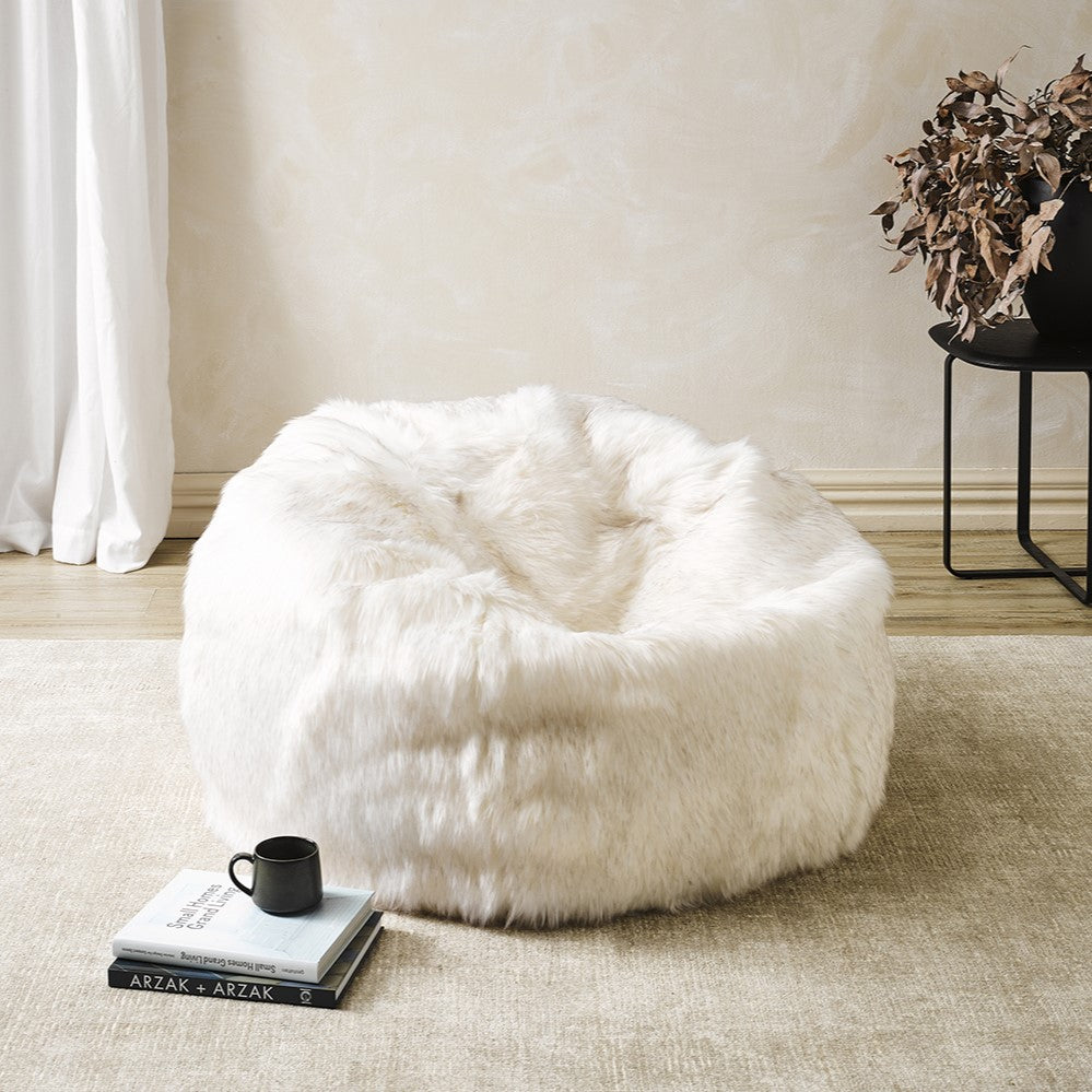 Heirloom Plush Pod Faux Fur Bean Bag Cover from Make Your House A Home Premium Stockist. Furniture Store Bendigo, Victoria. Australia Wide Delivery.