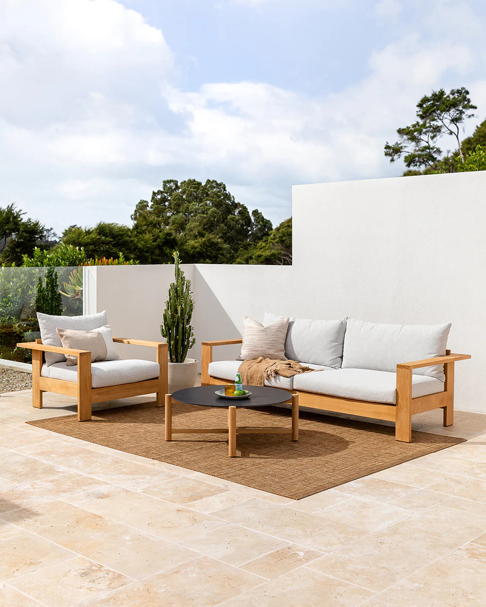 Noumea Teak Outdoor PET Rug from Baya Furtex Stockist Make Your House A Home, Furniture Store Bendigo. Free Australia Wide Delivery.