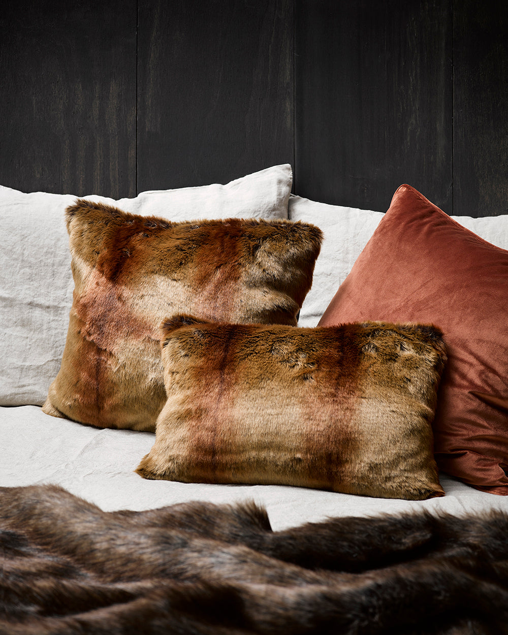 Heirloom Red Lemur Cushions in Faux Fur are available from Make Your House A Home Premium Stockist. Furniture Store Bendigo, Victoria. Australia Wide Delivery. Furtex Baya.