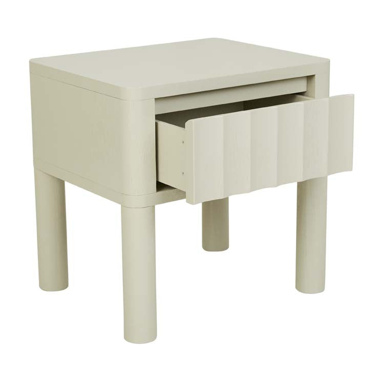 Oliver Fluted 1 Drawer Bedside Table by GlobeWest from Make Your House A Home Premium Stockist. Furniture Store Bendigo. 20% off Globe West Sale. Australia Wide Delivery.