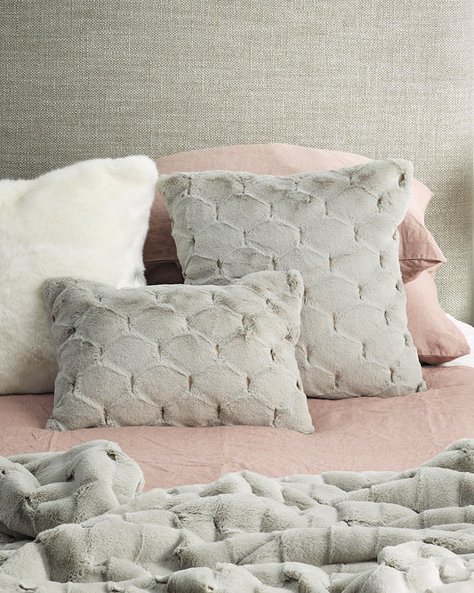Heirloom Valentina Grey Cushions in Faux Fur are available from Make Your House A Home Premium Stockist. Furniture Store Bendigo, Victoria. Australia Wide Delivery. Furtex Baya.