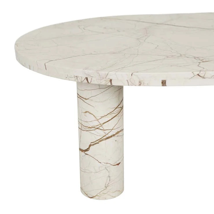 Amara Round Leg Oval Marble Coffee Table by GlobeWest from Make Your House A Home Premium Stockist. Furniture Store Bendigo. 20% off Globe West. Australia Wide Delivery.