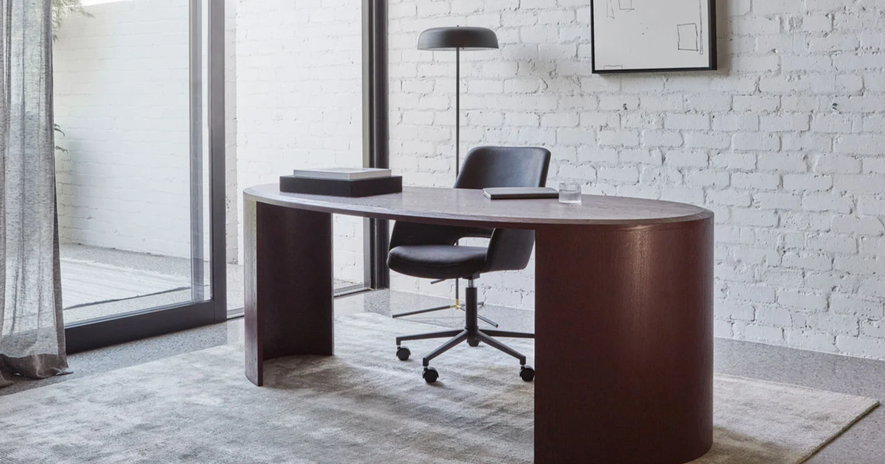Oberon Curved Desk by GlobeWest from Make Your House A Home Premium Stockist. Furniture Store Bendigo. 20% off Globe West Sale. Australia Wide Delivery.