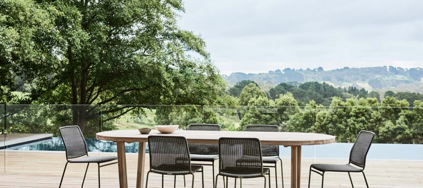 Marina Coast Oval Dining Table by GlobeWest from Make Your House A Home Premium Stockist. Outdoor Furniture Store Bendigo. 20% off Globe West. Australia Wide Delivery.