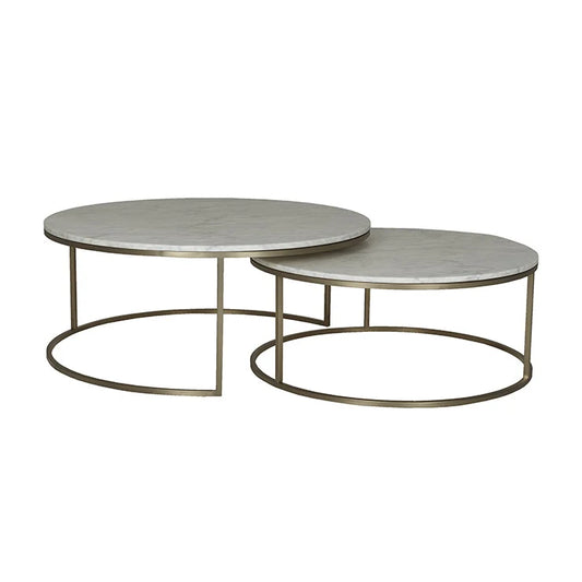 Elle Round Marble Nest Coffee Tables by GlobeWest from Make Your House A Home Premium Stockist. Furniture Store Bendigo. 20% off Globe West Sale. Australia Wide Delivery.