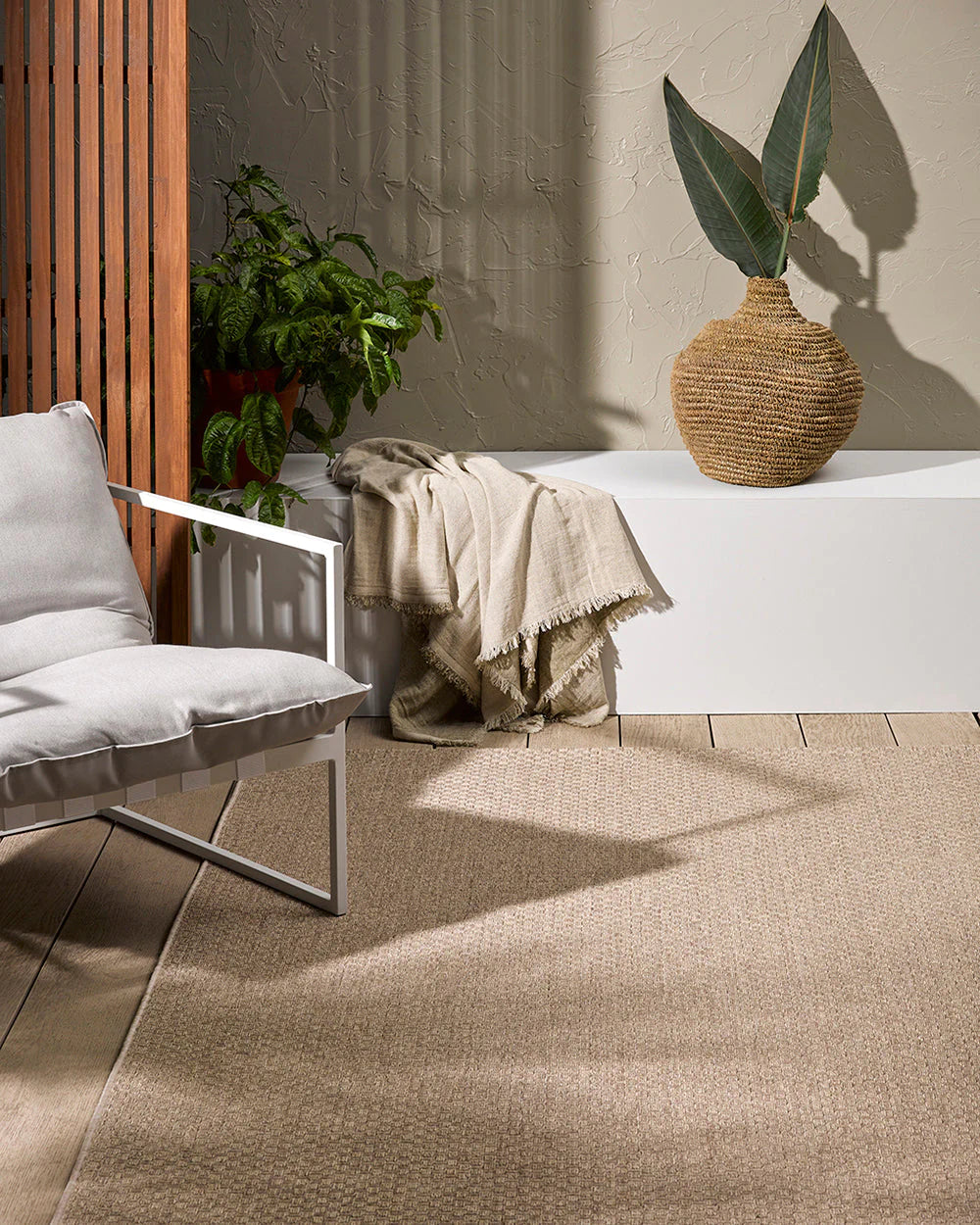 Flax Sand Outdoor Floor Rug from Baya Furtex Stockist Make Your House A Home, Furniture Store Bendigo. Free Australia Wide Delivery.