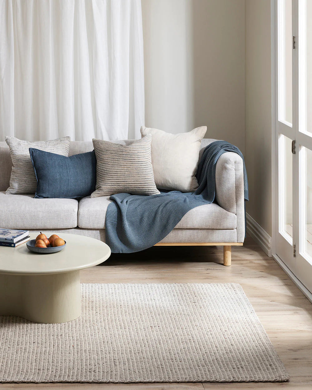 Kansas Oyster Natural Rug from Baya Furtex Stockist Make Your House A Home, Furniture Store Bendigo. Free Australia Wide Delivery. Mulberi Rugs.