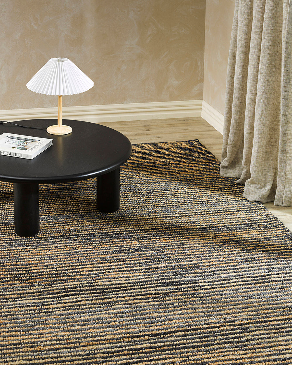 Lima Charcoal Natural Rug from Baya Furtex Stockist Make Your House A Home, Furniture Store Bendigo. Free Australia Wide Delivery. Mulberi Rugs.