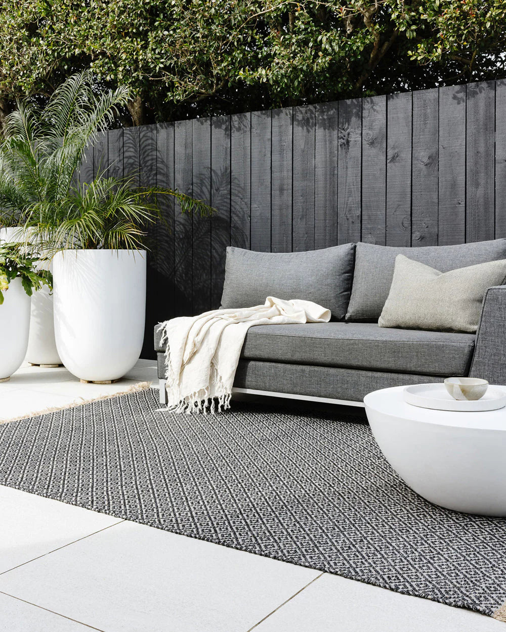 Reef Charcoal Outdoor Rug from Baya Furtex Stockist Make Your House A Home, Furniture Store Bendigo. Free Australia Wide Delivery.