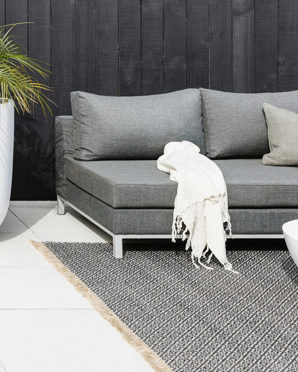 Reef Charcoal Outdoor Rug from Baya Furtex Stockist Make Your House A Home, Furniture Store Bendigo. Free Australia Wide Delivery.