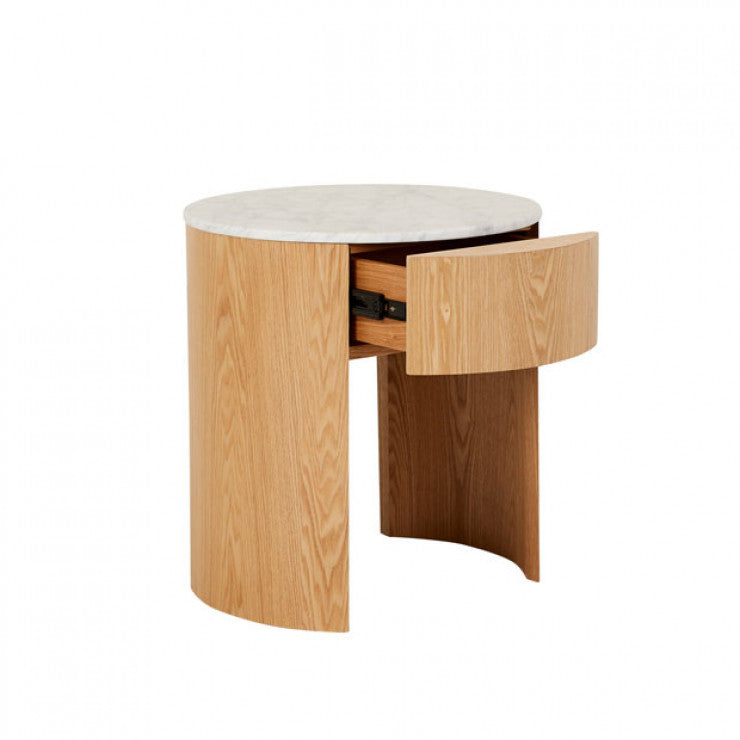 Oberon Crescent Marble Bedside by GlobeWest from Make Your House A Home Premium Stockist. Furniture Store Bendigo. 20% off Globe West Sale. Australia Wide Delivery.
