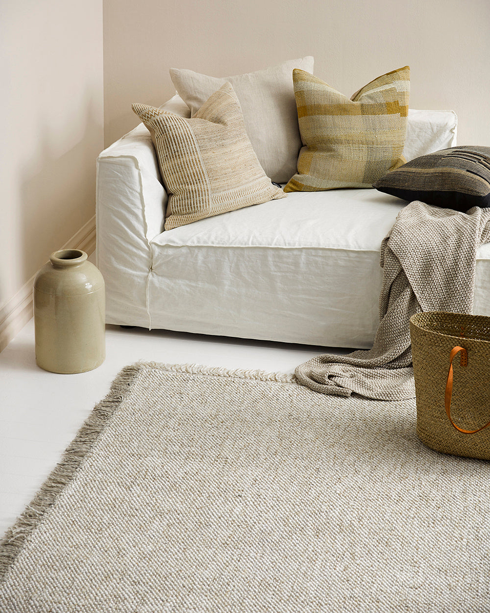 Ulster White Natural Rug from Baya Furtex Stockist Make Your House A Home, Furniture Store Bendigo. Free Australia Wide Delivery. Mulberi Rugs.