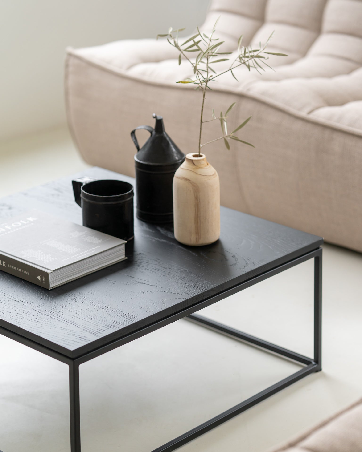 Ethnicraft Oak Thin Black Coffee Table available from Make Your House A Home, Bendigo, Victoria, Australia