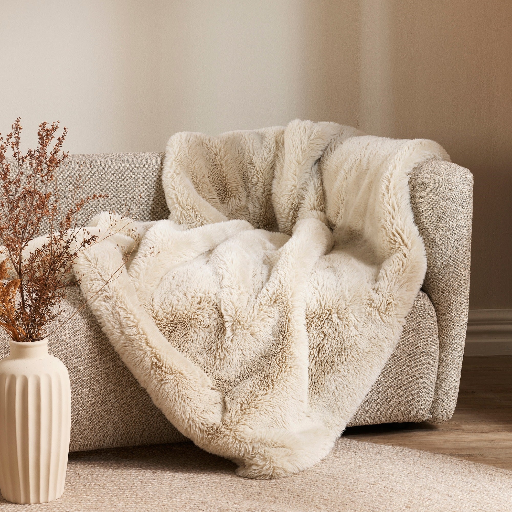 Pele Faux Fur Throw Ecru by Baya Make Your House A Home