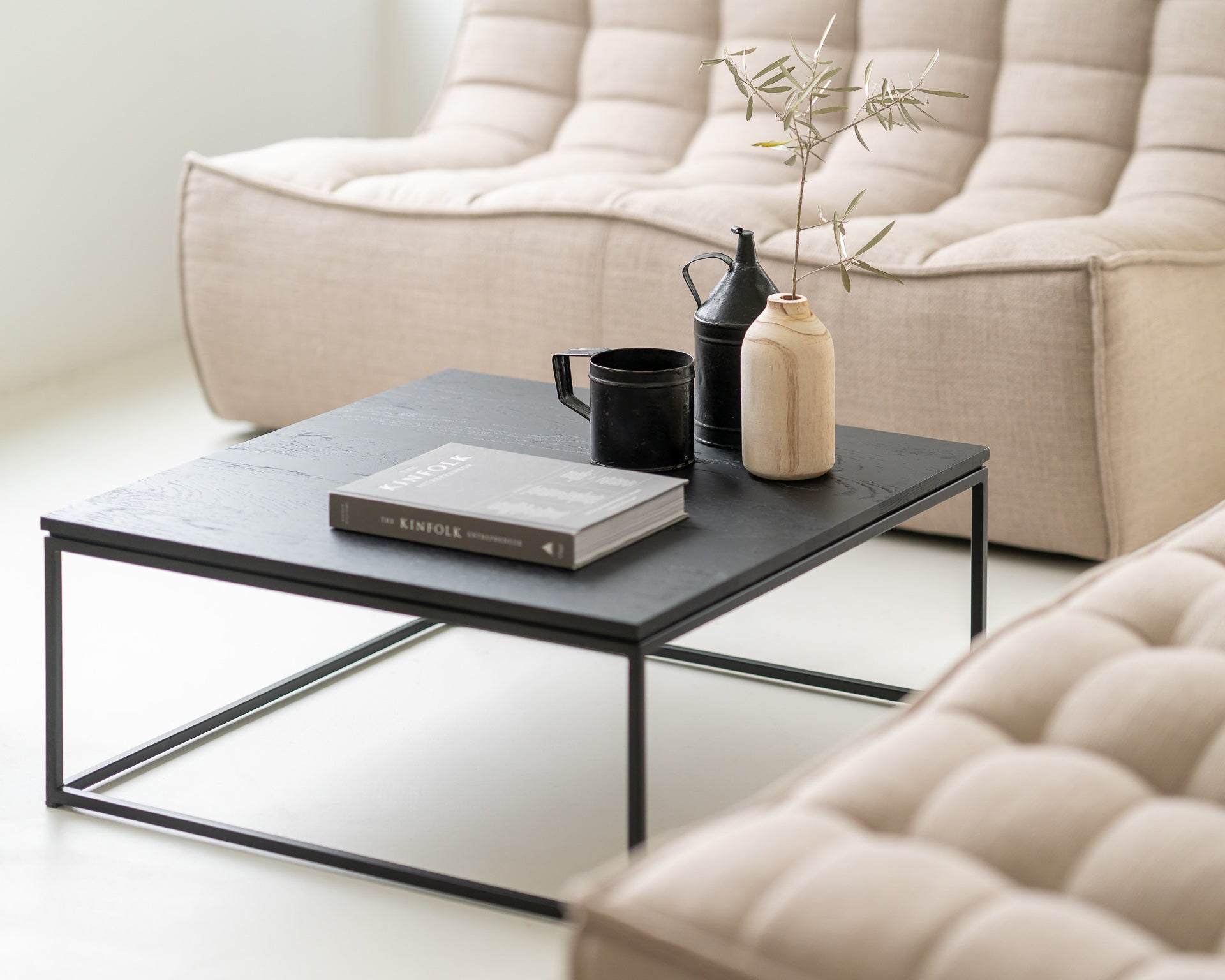 Ethnicraft Oak Thin Black Coffee Table available from Make Your House A Home, Bendigo, Victoria, Australia