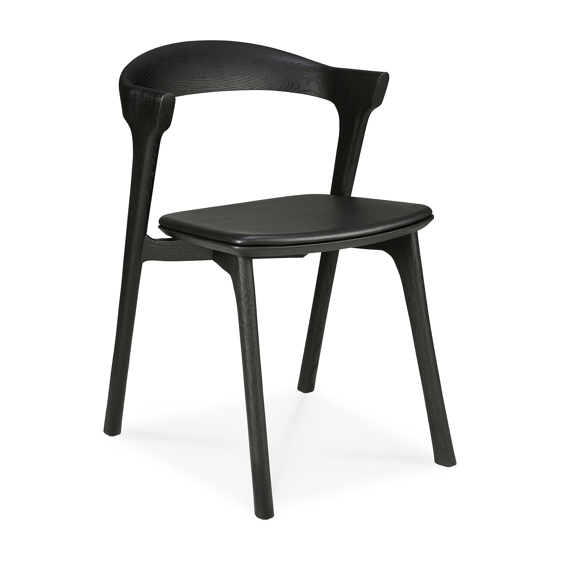 Ethnicraft Oak Bok Black Leather Dining Chair is available from Make Your House A Home, Bendigo, Victoria, Australia