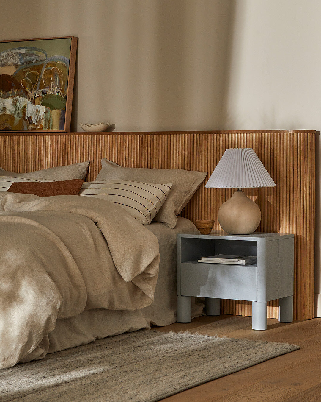 Benjamin Ripple Wide Bedhead by GlobeWest from Make Your House A Home Premium Stockist. Furniture Store Bendigo. 20% off Globe West. Australia Wide Delivery.