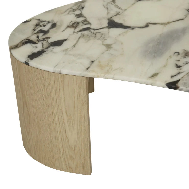 Oberon Curve Marble Coffee Table by GlobeWest from Make Your House A Home Premium Stockist. Furniture Store Bendigo. 20% off Globe West Sale. Australia Wide Delivery.