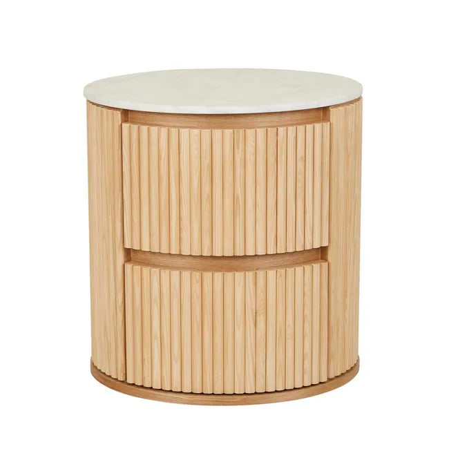 Benjamin Ripple Marble Round Bedside