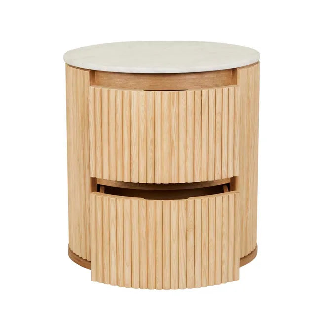 Benjamin Ripple Marble Round Bedside