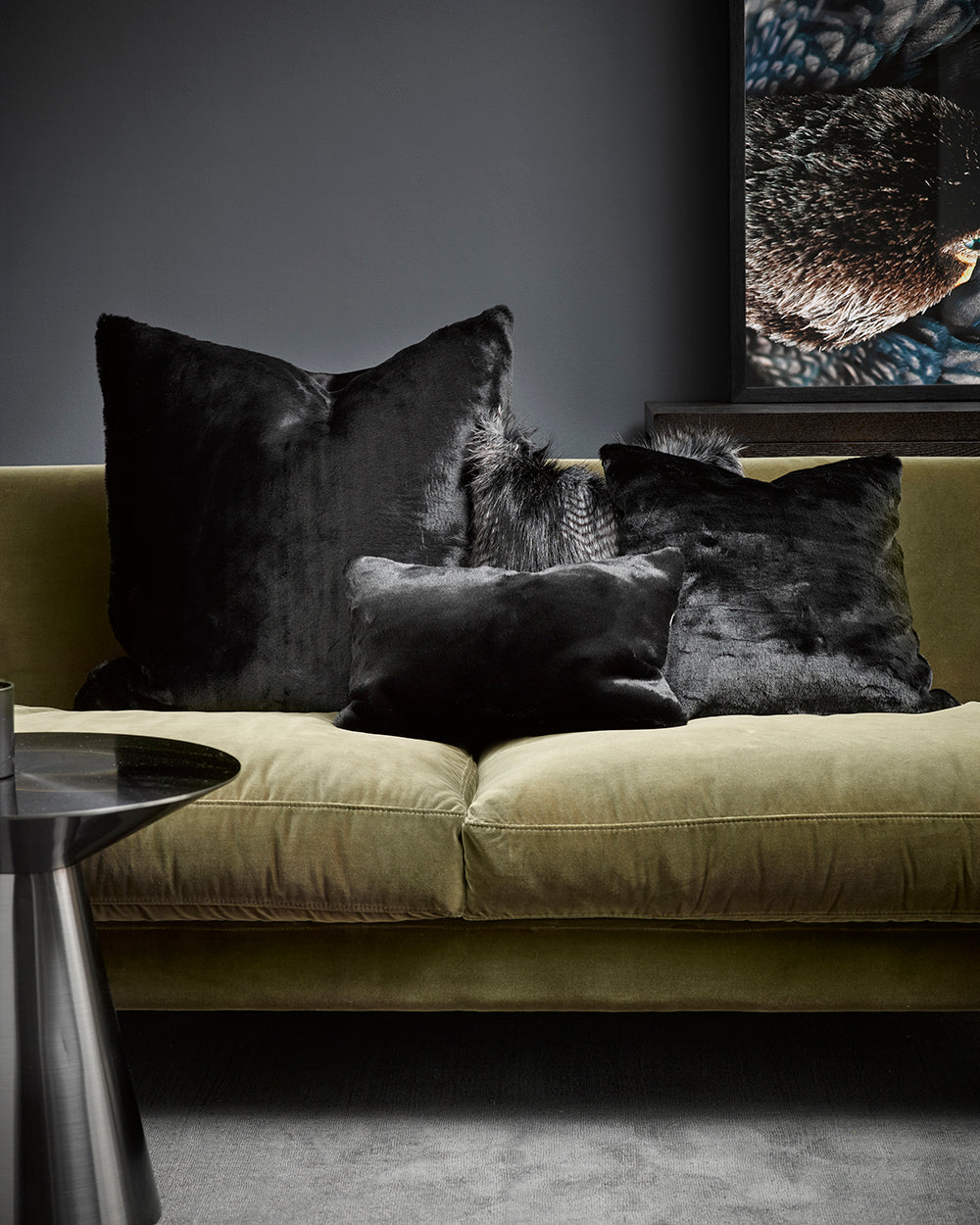 Heirloom Black Panther Cushions in Faux Fur are available from Make Your House A Home Premium Stockist. Furniture Store Bendigo, Victoria. Australia Wide Delivery. Furtex Baya.