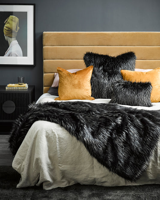 Heirloom Ebony Plume Throw Rug Blanket in Faux Fur is available from Make Your House A Home Premium Stockist. Furniture Store Bendigo, Victoria. Australia Wide Delivery.