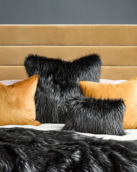 Heirloom Ebony Plume Cushions in Faux Fur are available from Make Your House A Home Premium Stockist. Furniture Store Bendigo, Victoria. Australia Wide Delivery. Furtex Baya.