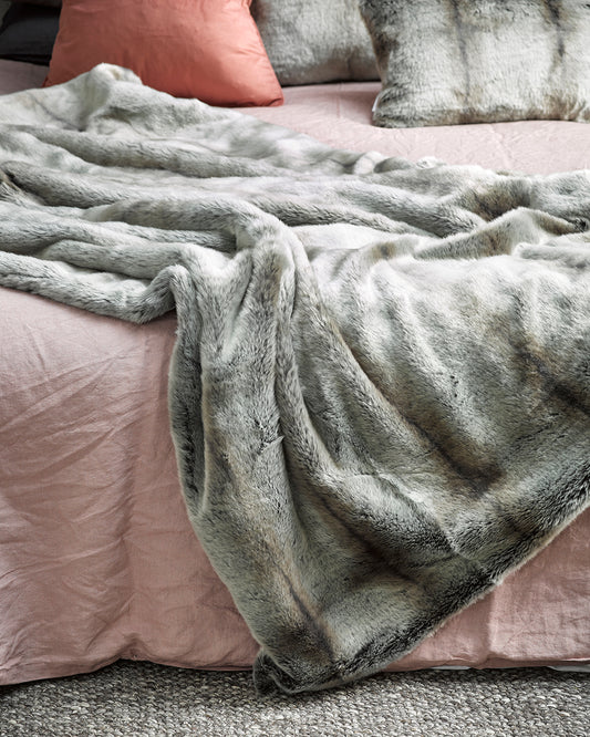 Heirloom Silver Marten Throw Rug Blanket in Faux Fur is available from Make Your House A Home Premium Stockist. Furniture Store Bendigo, Victoria. Australia Wide Delivery.