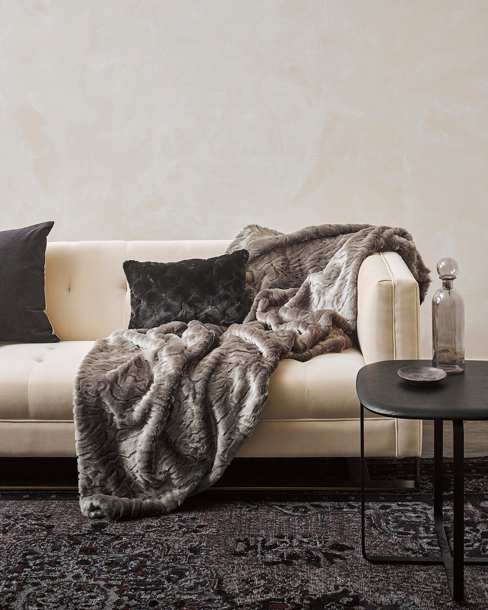 Heirloom Valentina Black Cushions in Faux Fur are available from Make Your House A Home Premium Stockist. Furniture Store Bendigo, Victoria. Australia Wide Delivery. Furtex Baya.