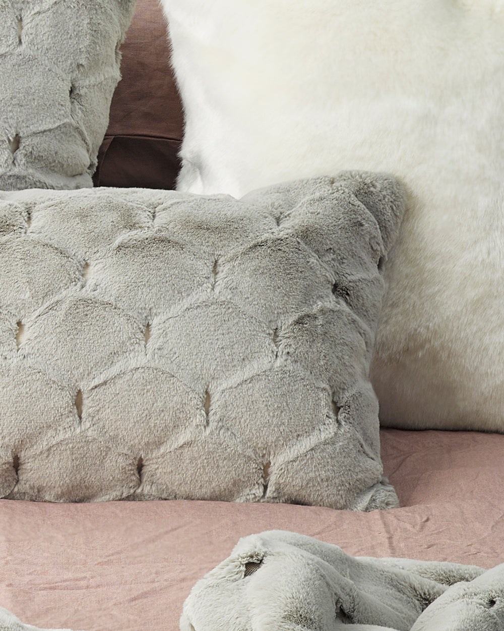 Heirloom Valentina Grey Cushions in Faux Fur are available from Make Your House A Home Premium Stockist. Furniture Store Bendigo, Victoria. Australia Wide Delivery. Furtex Baya.