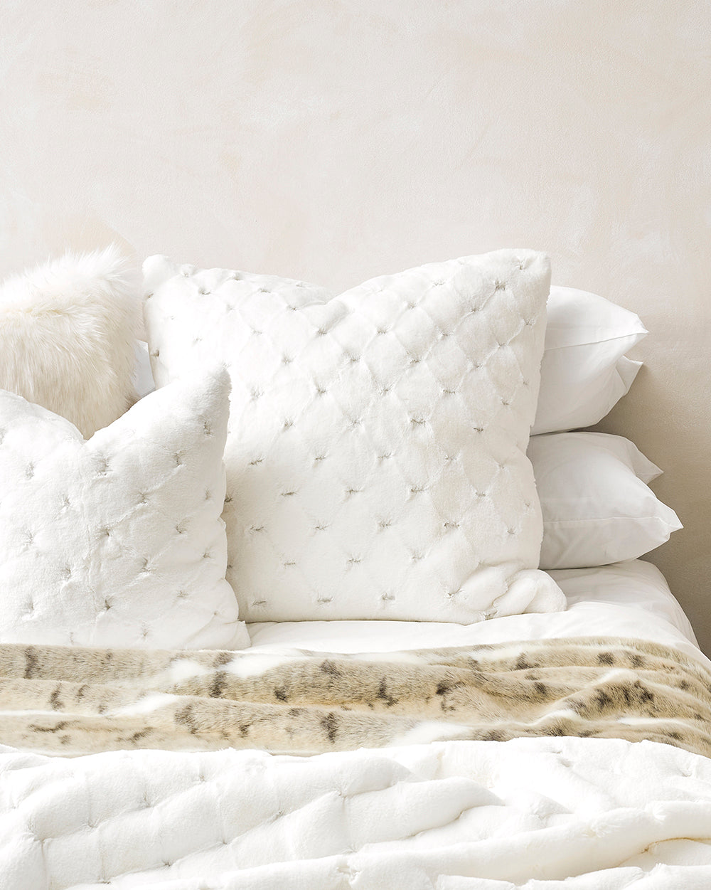 Heirloom Valentina White Cushions in Faux Fur are available from Make Your House A Home Premium Stockist. Furniture Store Bendigo, Victoria. Australia Wide Delivery. Furtex Baya.